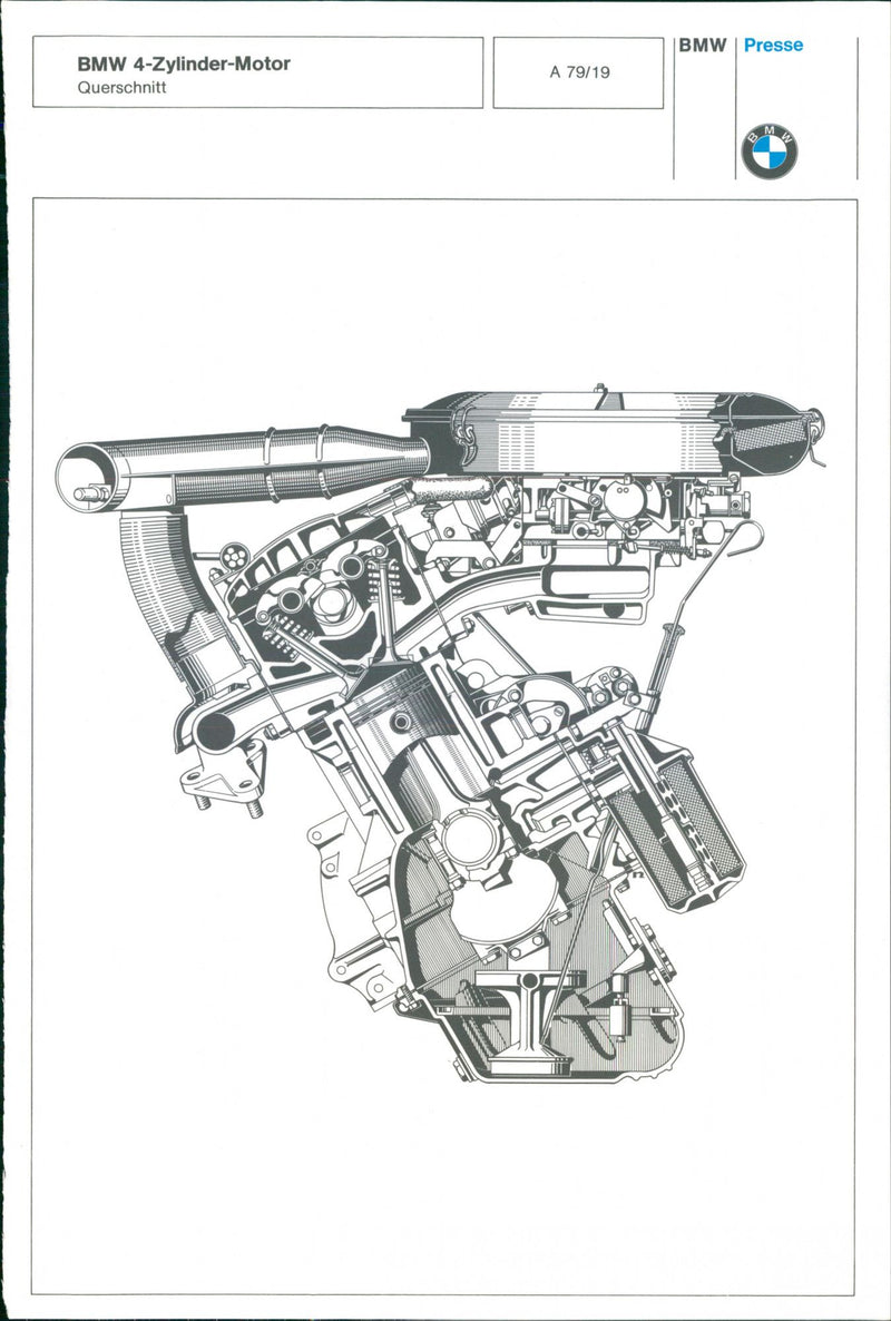 BMW 4-Cylinder Engine Cross Section - Vintage Photograph