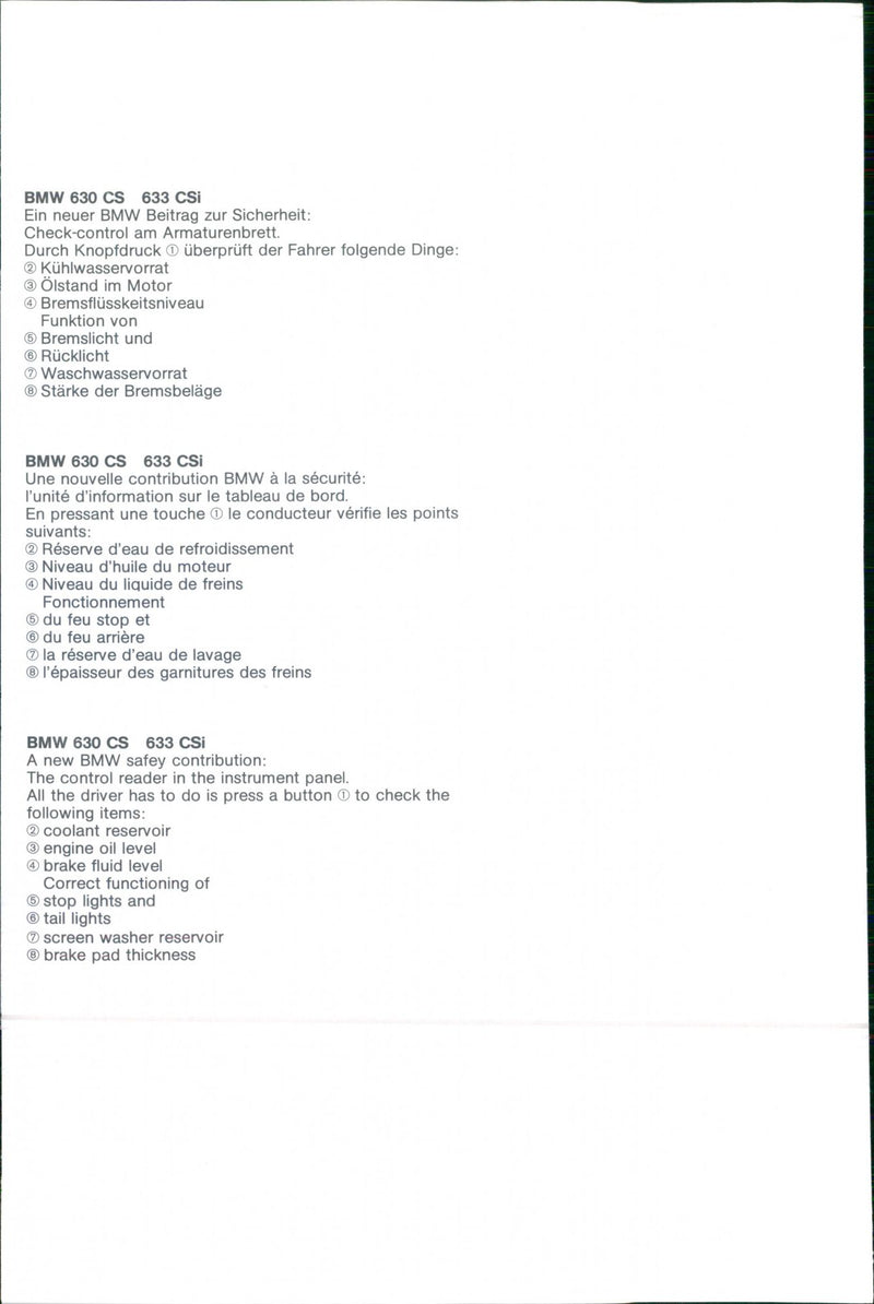 BMW 6-Series Check Control - Vintage Photograph