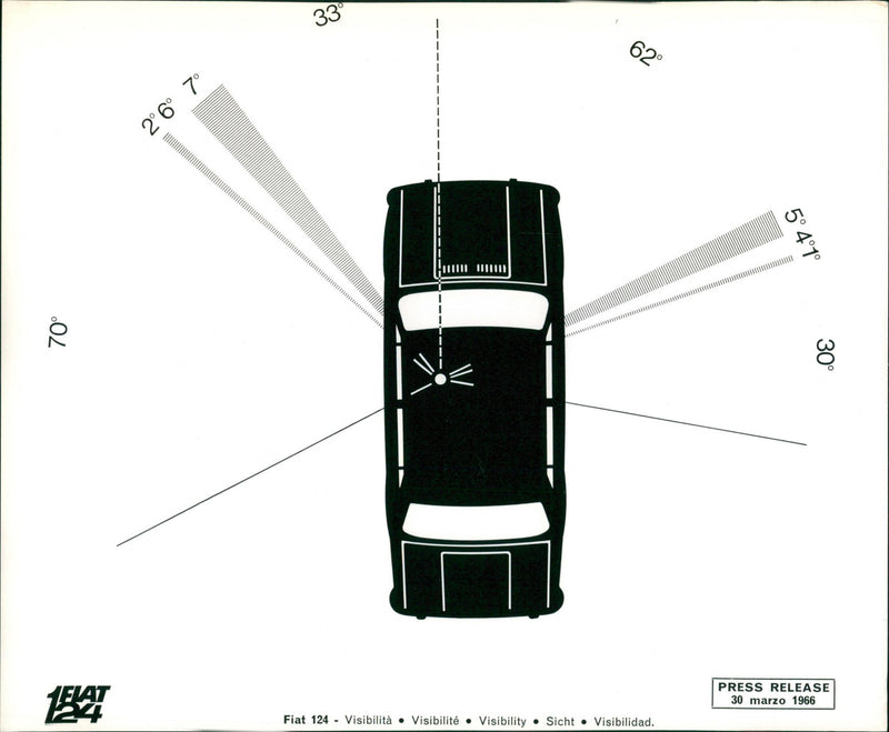 1966 Fiat 124 Visibility Illustration. - Vintage Photograph