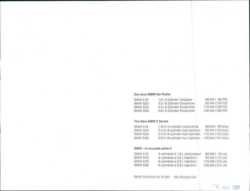 BMW 5 Series - Vintage Photograph