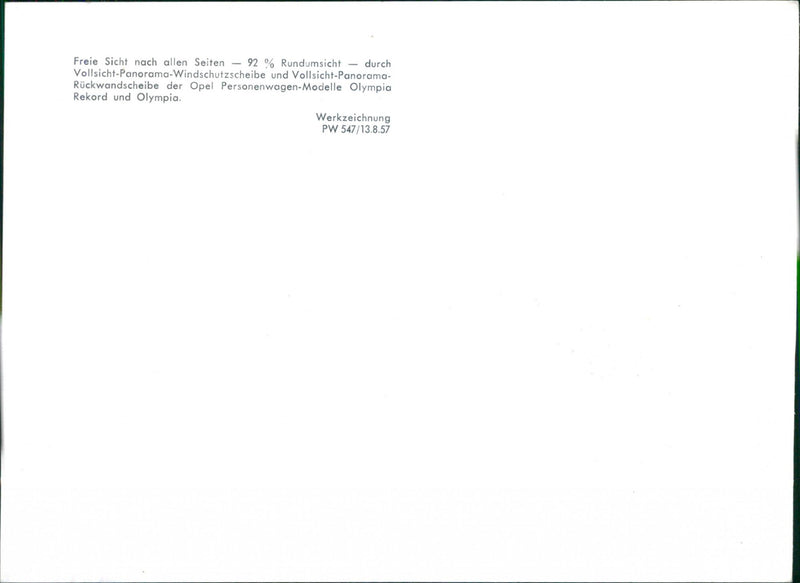 Drawing of the Clear View on All Sides Feature of Opel 1200 1957 - Vintage Photograph