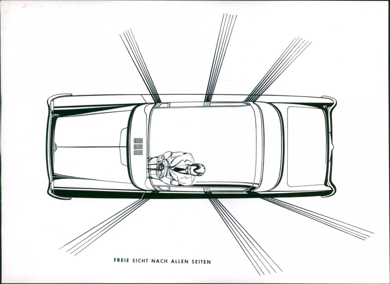 Drawing of the Clear View on All Sides Feature of Opel 1200 1957 - Vintage Photograph