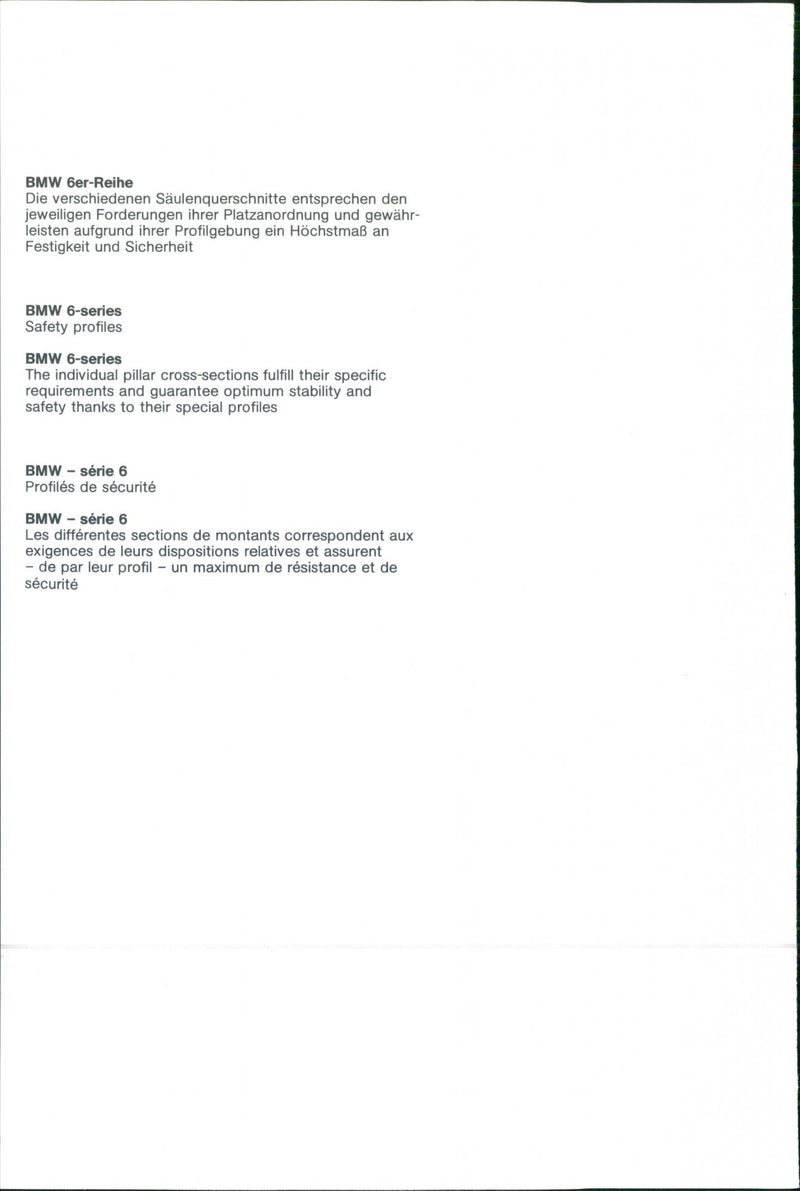 BMW 6-Series Safety Profiles - Vintage Photograph