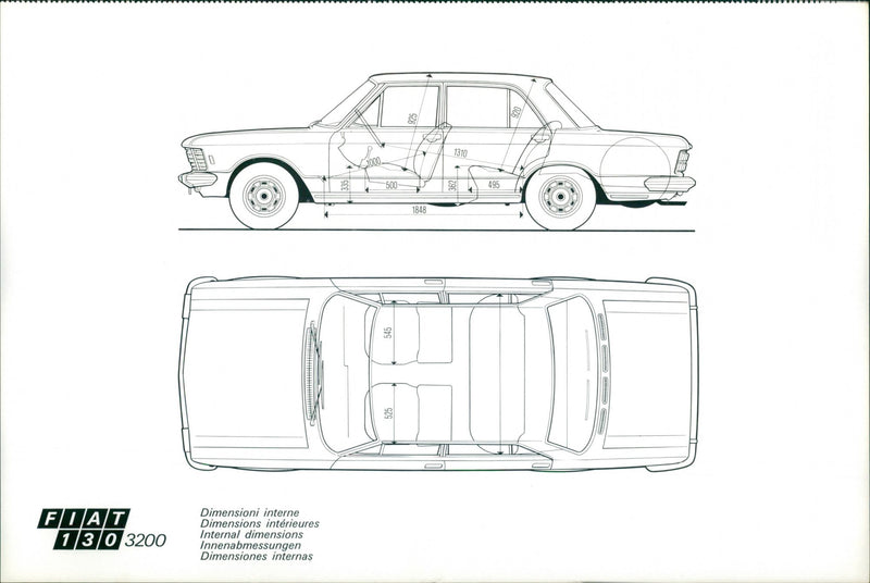 Fiat 130 3200 Internal Dimensions - Vintage Photograph