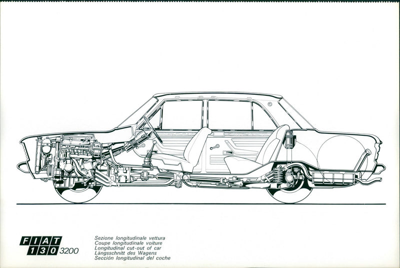 Fiat 130 3200 Longitudinal Cut-out - Vintage Photograph