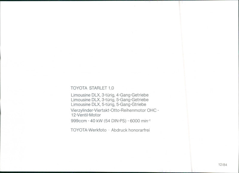 Toyota Starlet 84 - Vintage Photograph
