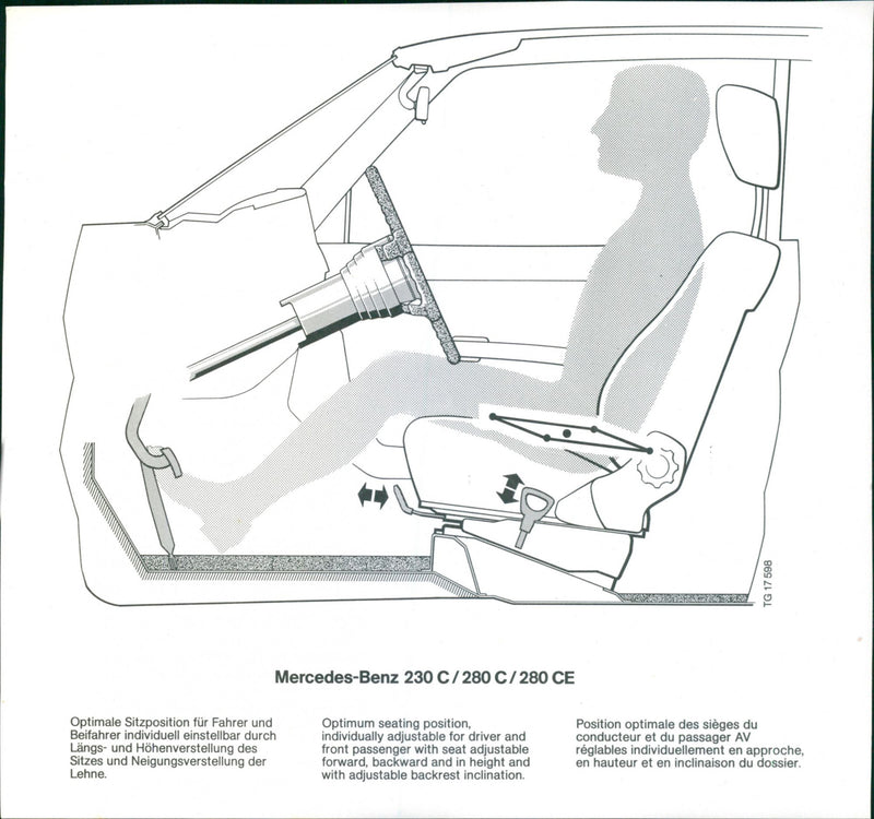 1977 Mercedes-Benz Coupe Optimum Seating Position. - Vintage Photograph