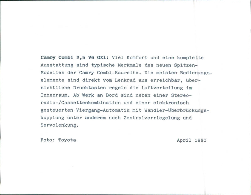 Toyota Camry Combi 2.5 V6 GXi - Vintage Photograph