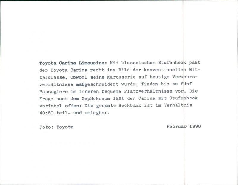 1990 Toyota Carina Sedan - Vintage Photograph