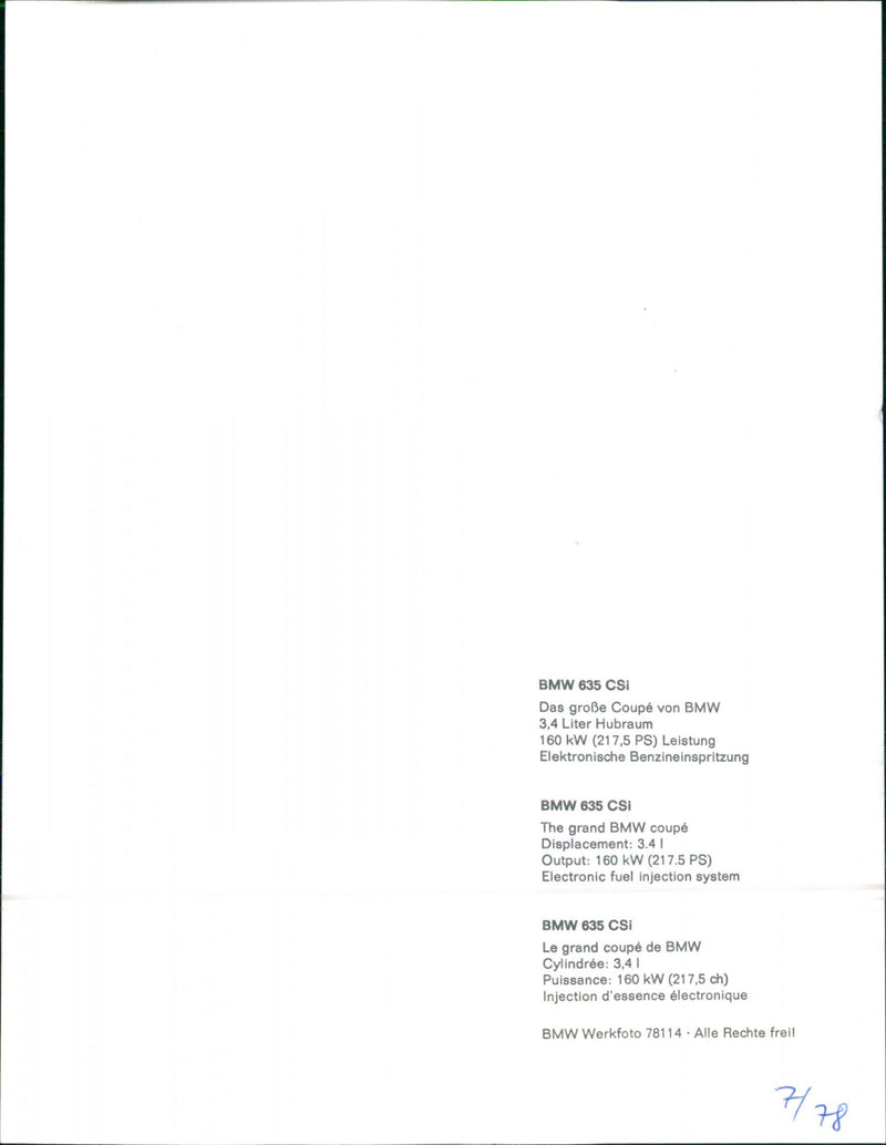 1978 BMW 635 CSi - Vintage Photograph