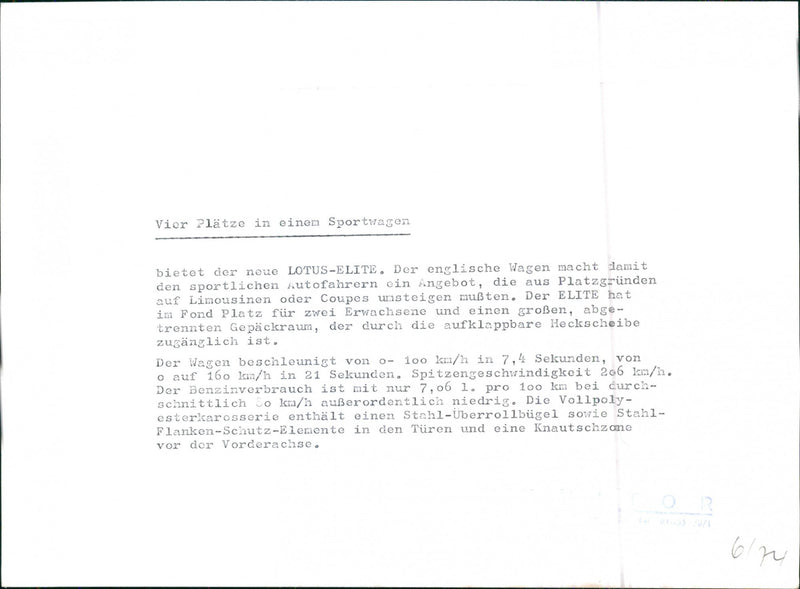 Lotus Elite 1974 - Vintage Photograph