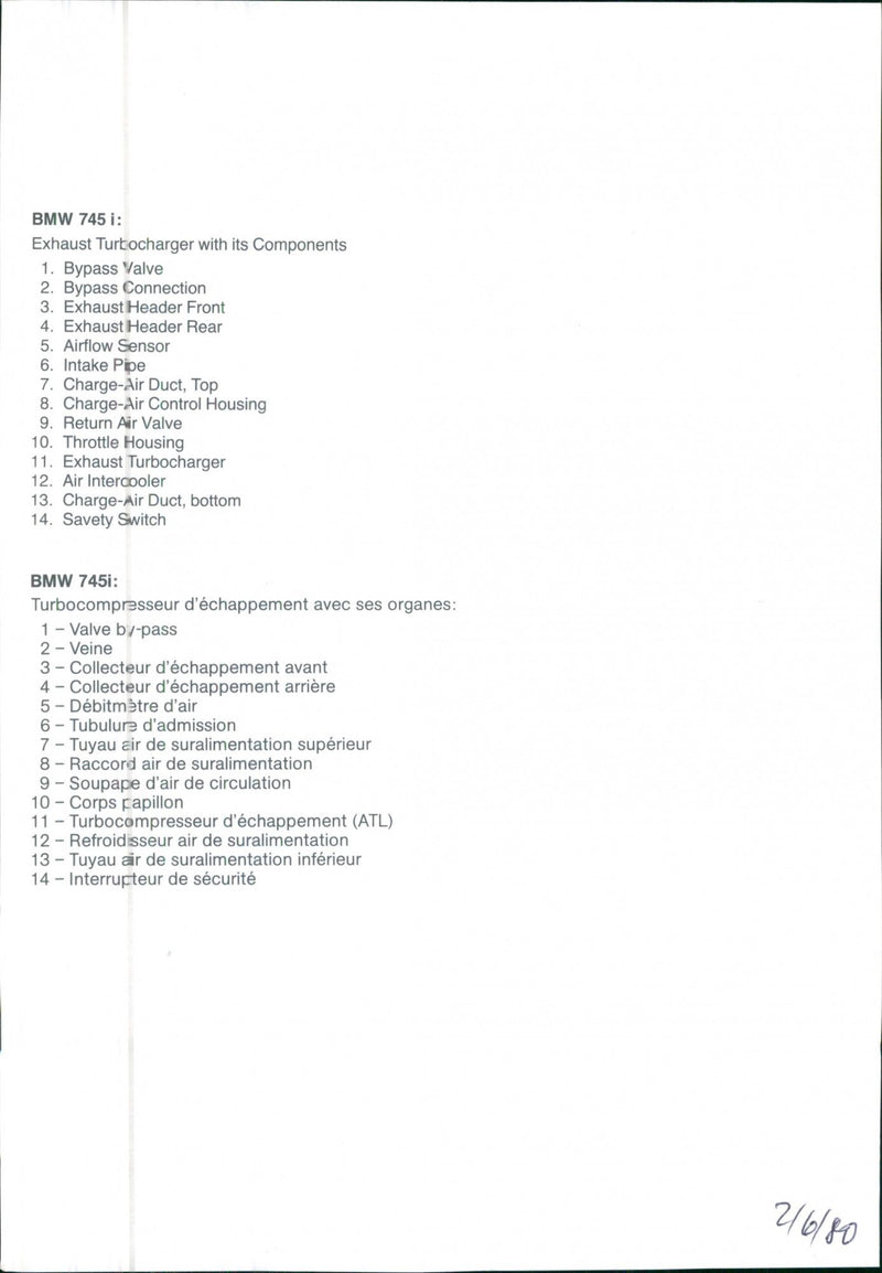 BMW 745 i: Exhaust Turtocharger with its Components - Vintage Photograph