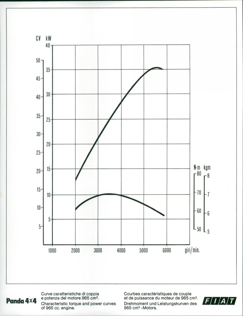 Fiat Panda 4x4 Curve Chart - Vintage Photograph