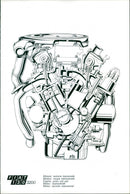 Fiat 130 3200 Engine Cross Cut-out - Vintage Photograph
