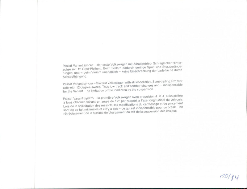 VW Passat Variant Syncro - Vintage Photograph