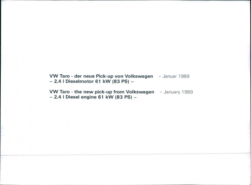 1989 VW Taro - Vintage Photograph