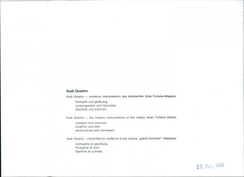 Audi Quattro '80 - Vintage Photograph