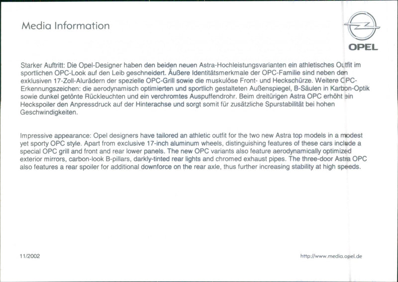 2002 Opel Astra OPC - Vintage Photograph