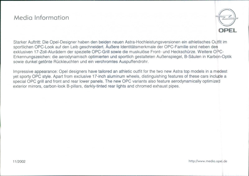 2002 Opel Astra OPC - Vintage Photograph