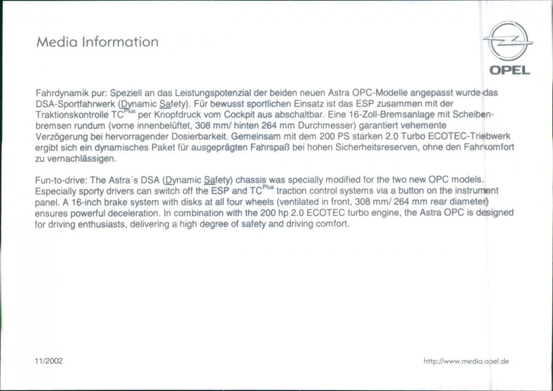 2002 Opel Astra OPC - Vintage Photograph