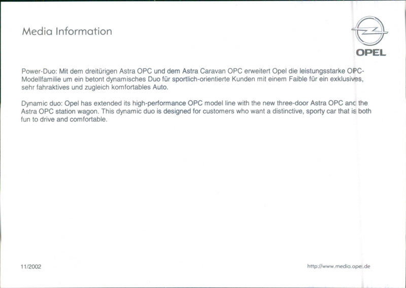 2002 Opel Astra OPC - Vintage Photograph