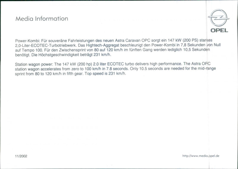 2002 Opel Astra OPC - Vintage Photograph