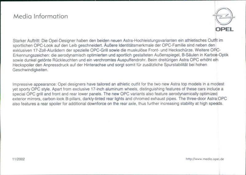 2002 Opel Astra OPC - Vintage Photograph