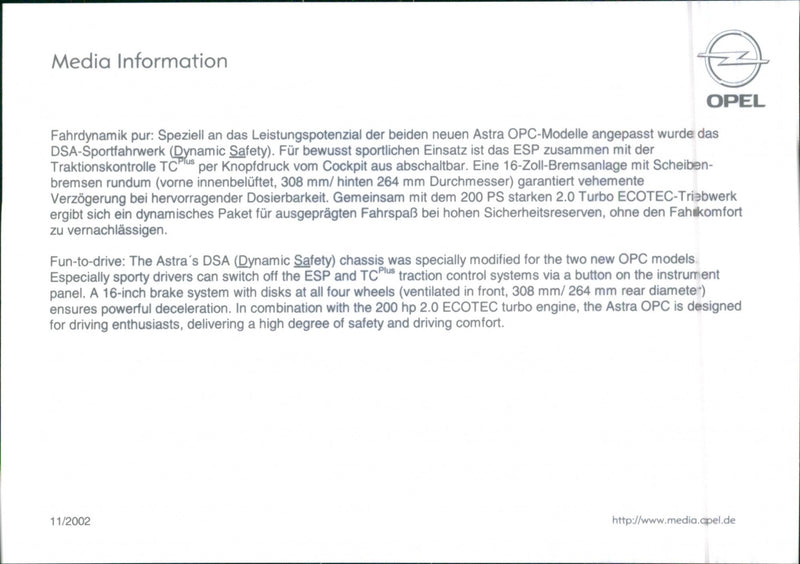 2002 Opel Astra OPC - Vintage Photograph