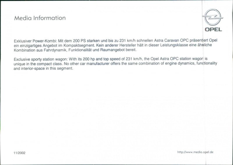 2002 Opel Astra OPC - Vintage Photograph