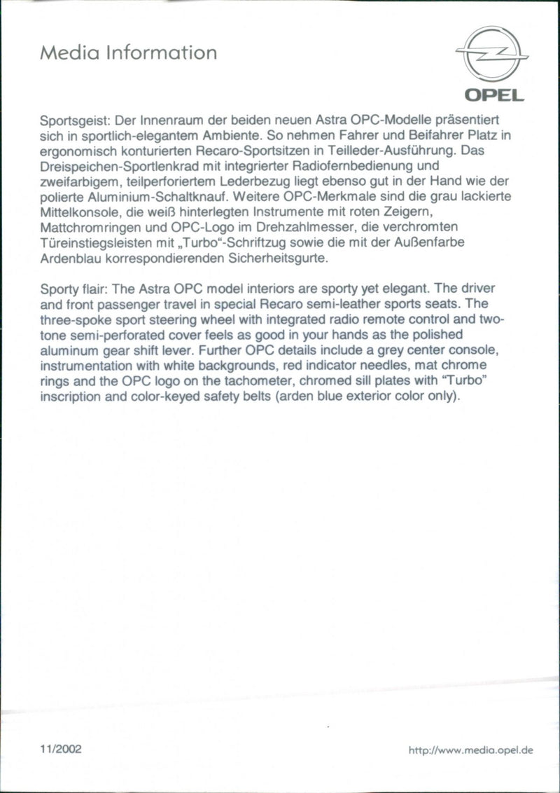 2002 Opel Astra OPC - Vintage Photograph