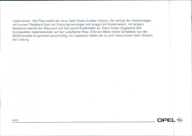 2001 Opel Vivaro - Vintage Photograph