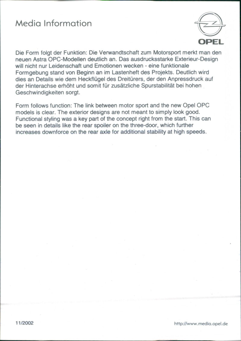 2002 Opel Astra OPC - Vintage Photograph