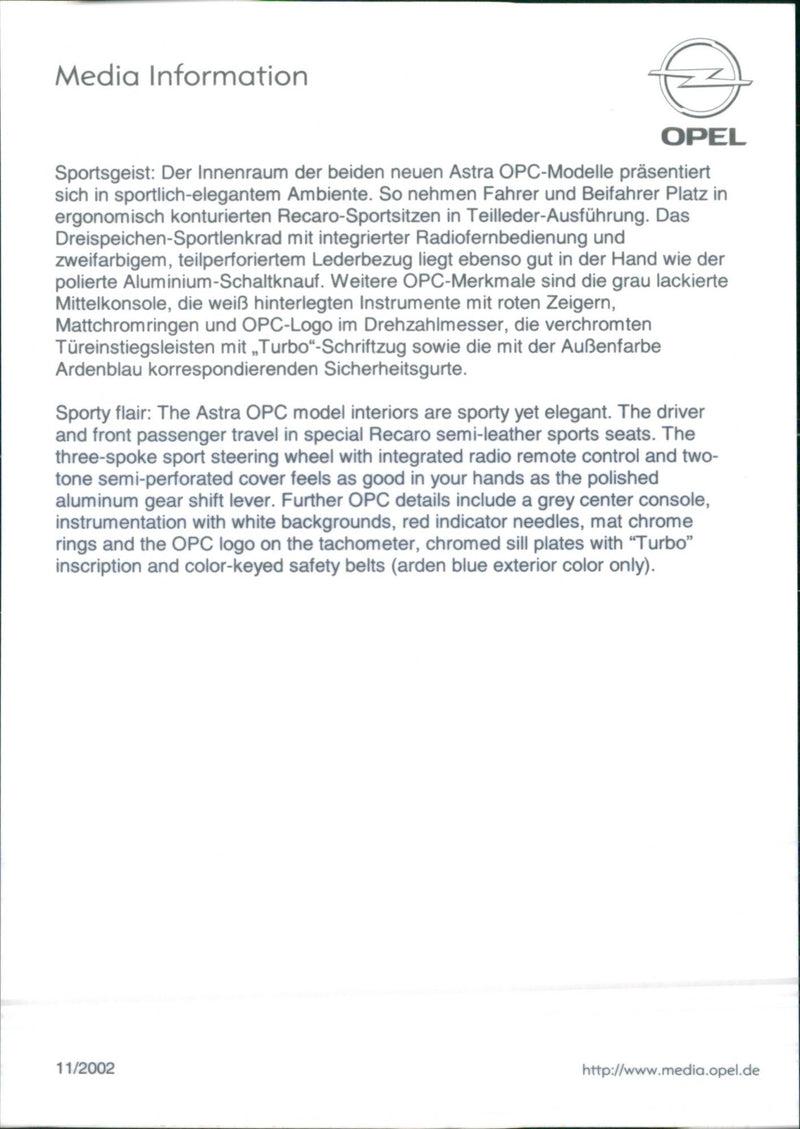 2002 Opel Astra OPC - Vintage Photograph
