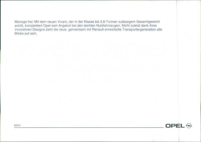 2001 Opel Vivaro - Vintage Photograph