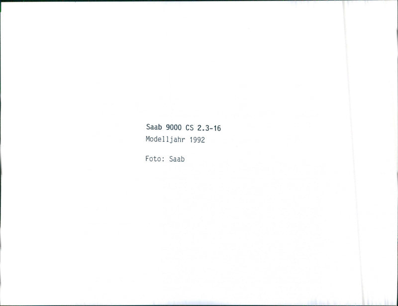 Saab 9000, CS 2.3-16,   Model  Jahr 1992 - Vintage Photograph