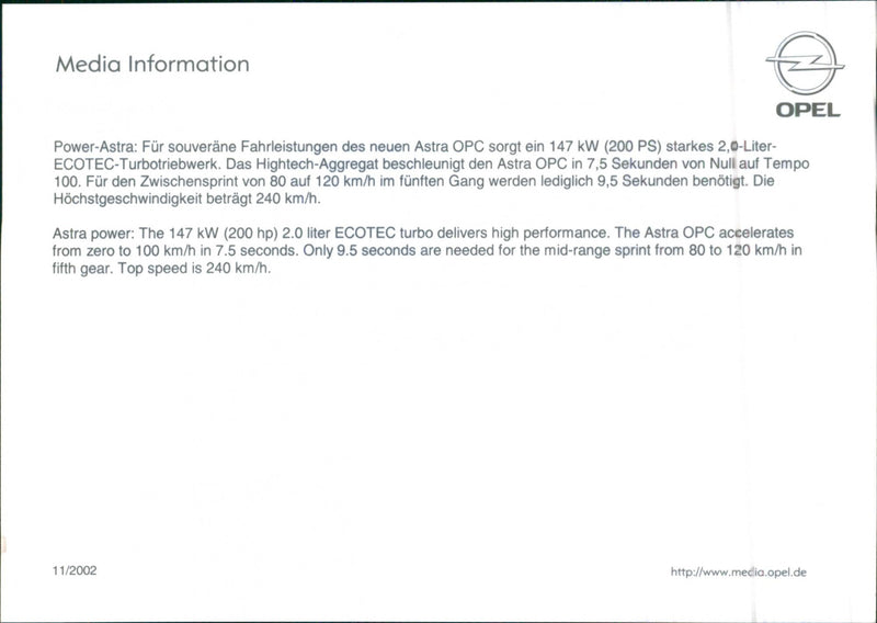 2002 Opel Astra OPC - Vintage Photograph