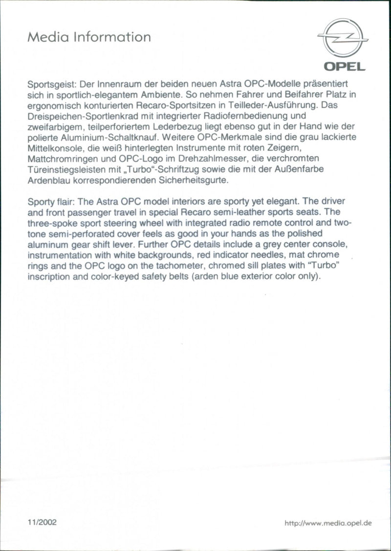2002 Opel Astra OPC - Vintage Photograph