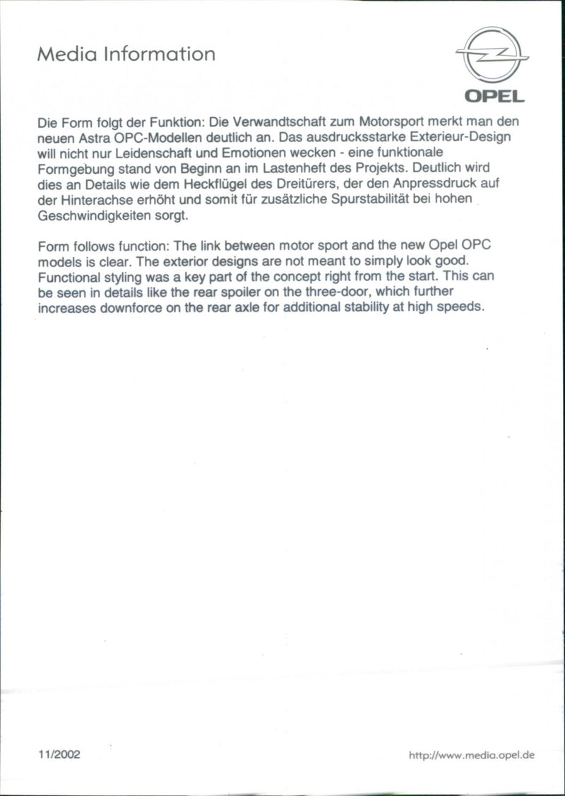 2002 Opel Astra OPC - Vintage Photograph