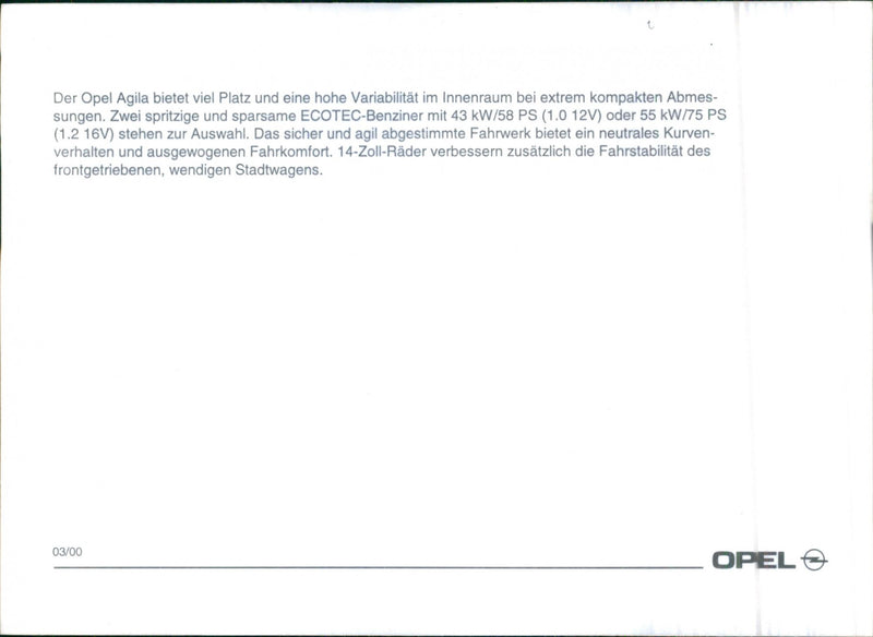 Opel Agila - Vintage Photograph