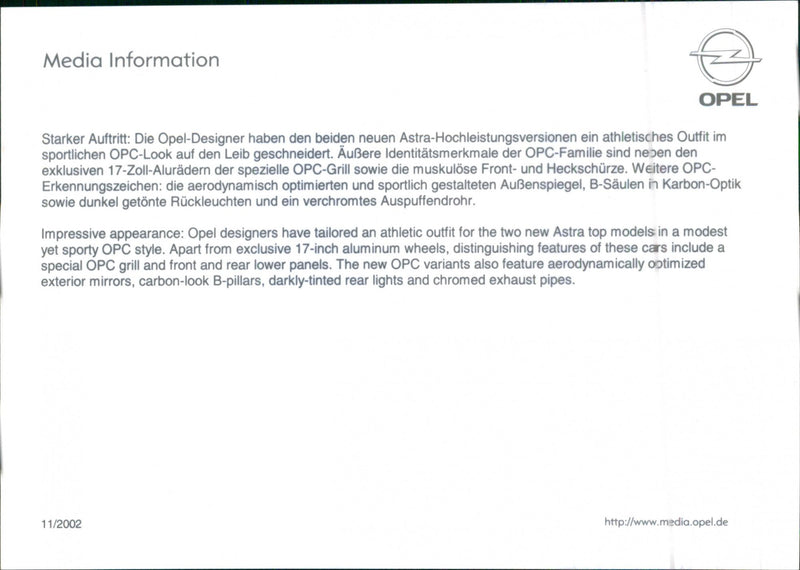 2002 Opel Astra OPC - Vintage Photograph