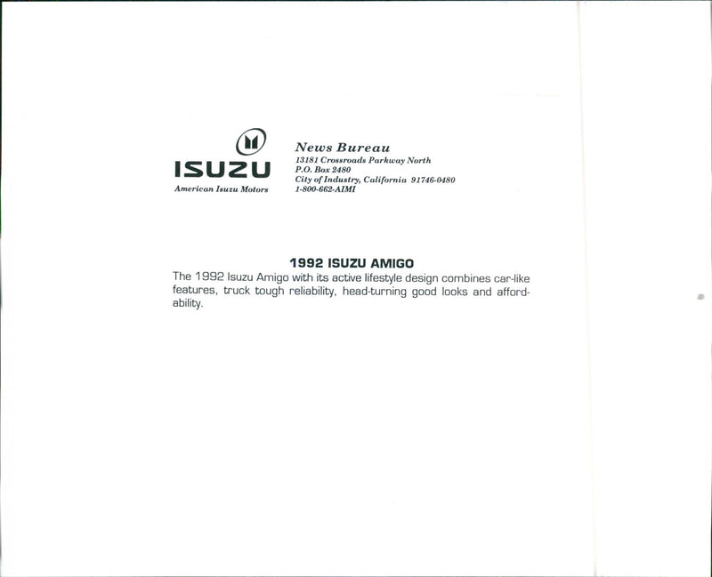 1992 Isuzu Amigo - Vintage Photograph