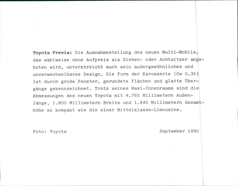 1990 Toyota Previa - Vintage Photograph