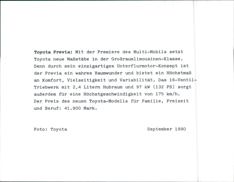 1990 Toyota Previa - Vintage Photograph