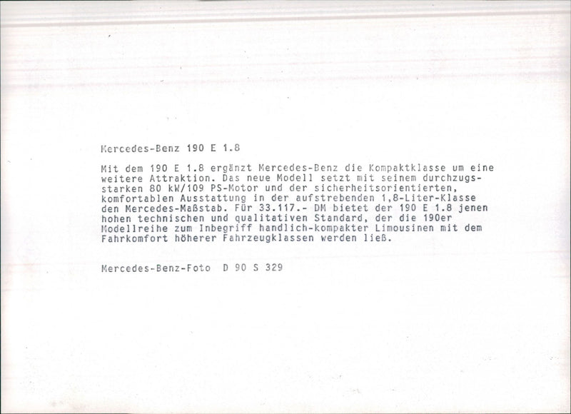 Mercedes-Benz 190 E 1.8 - Vintage Photograph