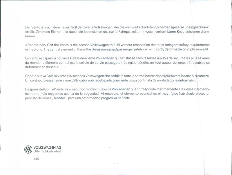 1992 Volkwagen Vento - Vintage Photograph