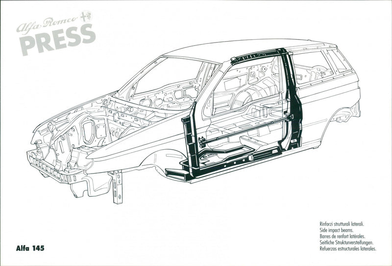 Drawing of Alfa 145's side impact beams - Vintage Photograph