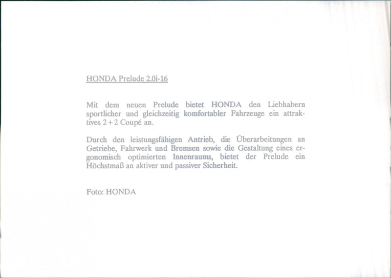 Honda Prelude 2.0i-16 - Vintage Photograph