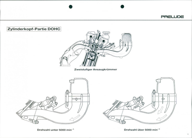 Drawing of Honda Prelude's cylinder head section - Vintage Photograph