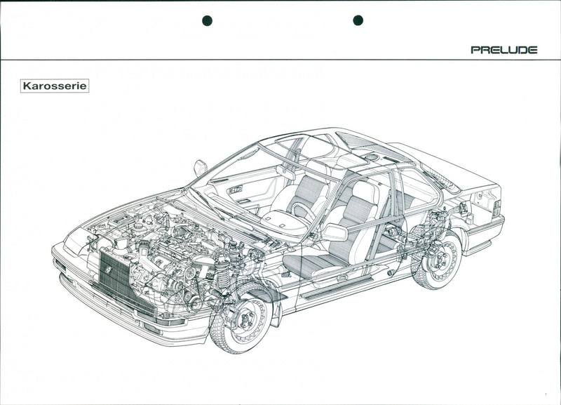 Technical drawing of Honda Prelude's body - Vintage Photograph