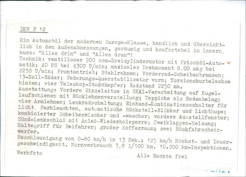 1964 DKW F 12 - Vintage Photograph